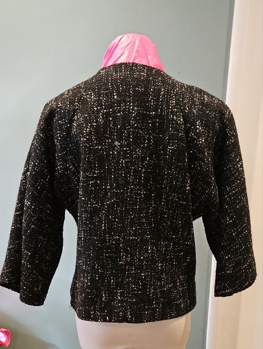 Anne Klein Black Tweed Speckled Cropped Blazer 0269